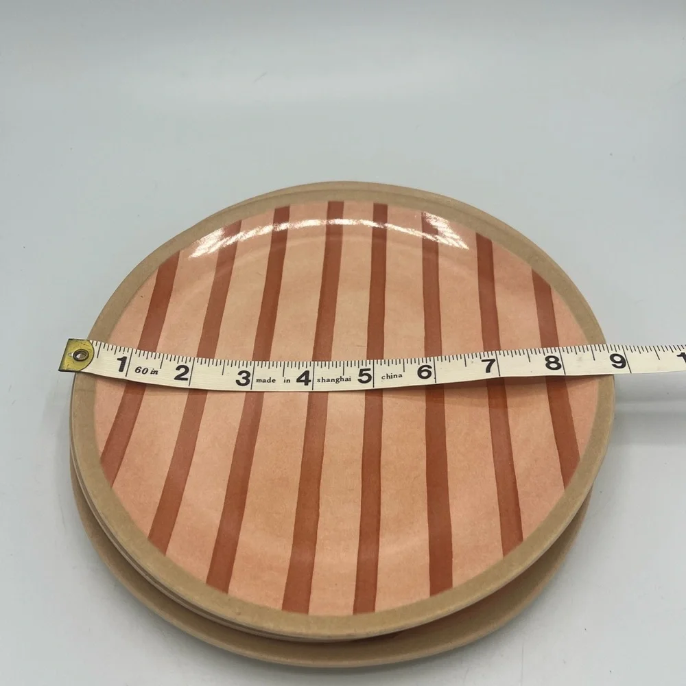 Target Tan and Brown Striped Dinner Plates